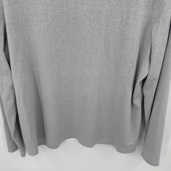 Talbots Petites Womens Silver Sparkle Long Sleeve Crewneck Top Shirt XL P - Picture 3 of 9
